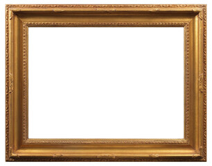 Golden picture frame on a transparent background, in PNG format.