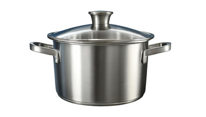 stainless steel cooking pot isolated on transparent background.