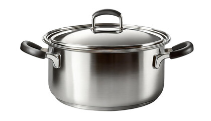 stainless steel cooking pot isolated on transparent background.