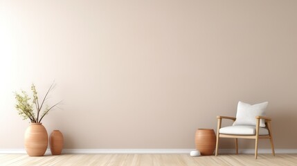empty blank wall mockup, modern minimalistic interior, beautiful mockup for art painting or similar, generative AI