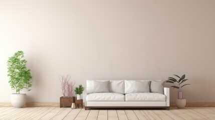 empty blank wall mockup, modern minimalistic interior, beautiful mockup for art painting or similar, generative AI