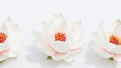 Obraz na płótnie Canvas Beautiful Lotus flowers on white surface