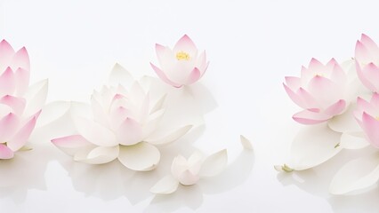 Fototapeta na wymiar Beautiful Lotus flowers on white surface