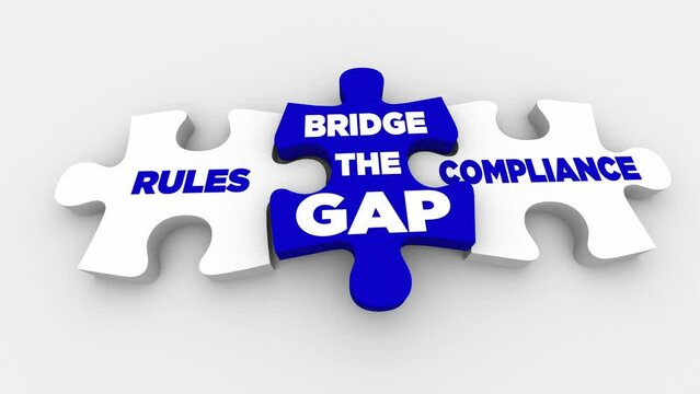 Compliance Rules Bridge the Gap Puzzle Pieces Compliant Regulations 3d Animation
