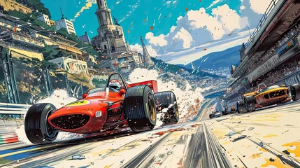 Afwasbaar Fotobehang Formule 1 Formula 1 Anime