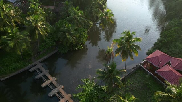 Aerial view on the backwaters of Kannur, India