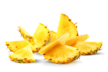 pineapple slices flying isolated on white background