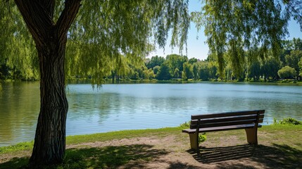 Fototapeta na wymiar Beautiful park near the lake
