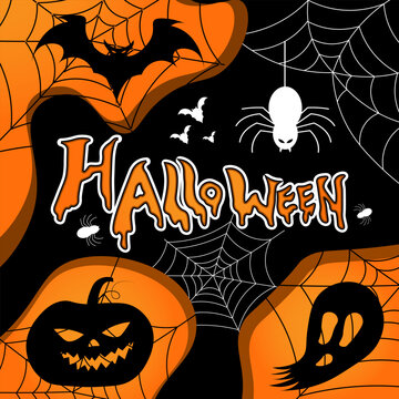 Illustration for halloween celebration Template background, hand drawn