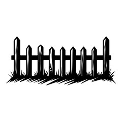fence icon illustration, fence black silhouette logo svg vector