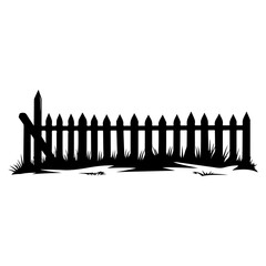 fence icon illustration, fence black silhouette logo svg vector