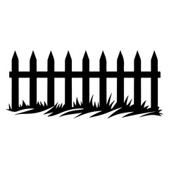 fence icon illustration, fence black silhouette logo svg vector