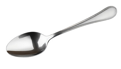 Stainless steel spoon isolated on transparent background.