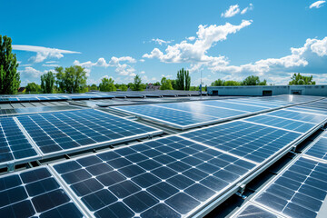 Solar Panels Under Sunlight - Generative AI. - obrazy, fototapety, plakaty