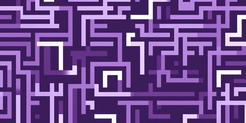 Random maze generator in the style of Jordn Grimmer, flat vector, purple and gray 