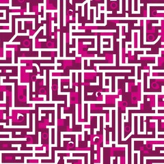Random maze generator in the style of Jordn Grimmer, flat vector, magenta and gray 