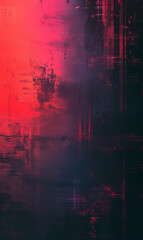 A vibrant red square grunge abstract design with a futuristic feel.