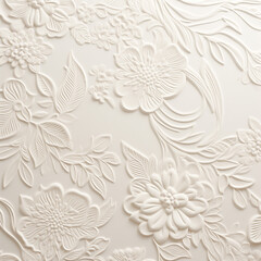 Elegant white floral bas-relief wall panel with three-dimensional flower design.