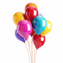 Vibrant Festivity: Colorful Balloons Radiating Joy on White