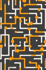 Random maze generator in the style of Jordn Grimmer, flat vector, orange and gray