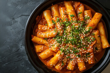 Stylish Korean tteokbokki dish, high end food photography - Generative AI