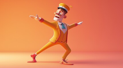 Fototapeta na wymiar Cartoon digital avatar of a dancing cruise ship entertainer