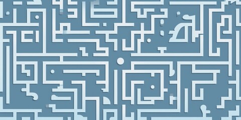 Random maze generator in the style of Jordn Grimmer, flat vector, blue and gray 