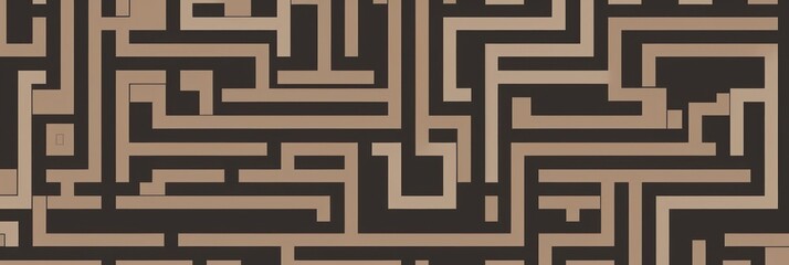 Random maze generator in the style of Jordn Grimmer, flat vector, bronze and gray 