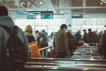 Travelers in airport terminal