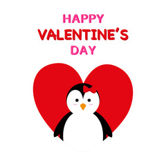 Fototapeta na wymiar Penguin Love Heart. Happy Valentine's Day. vector design