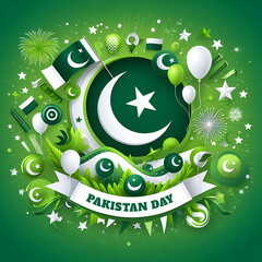 23rd march Pakistan day background, Pakistan resolution day with Pakistani flag, Generative AI