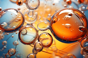 View of oil bubble motion in liquid. Generative AI
