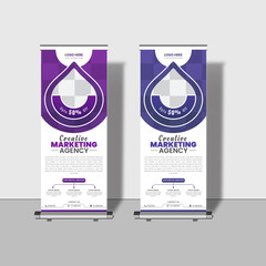 Modern creative corporate business roll up banner design signage retractable banner with multiple trendy colors design vector bundle template