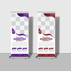 Modern creative corporate business roll up banner design signage retractable banner with multiple trendy colors design vector bundle template