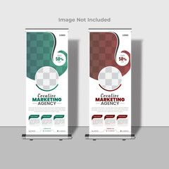 Modern creative corporate business roll up banner design signage retractable banner with multiple trendy colors design vector bundle template
