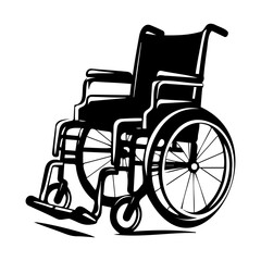 Fototapeta na wymiar wheelchair black silhouette logo svg vector, wheelchair icon illustration.