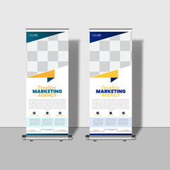 Modern creative corporate business roll up banner design signage retractable banner with multiple trendy colors design vector bundle template