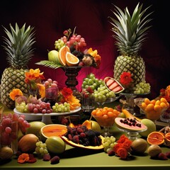 Obraz na płótnie Canvas A table topped with lots of different types of fruit