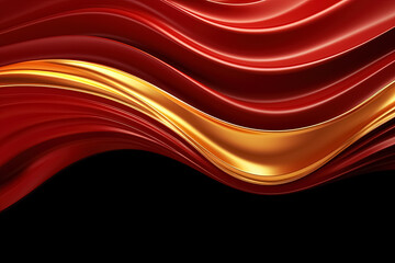 Abstract red and gold wavy background. Generative Ai