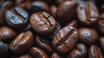 Fototapeta premium Close-Up of Rich Roasted Coffee Beans