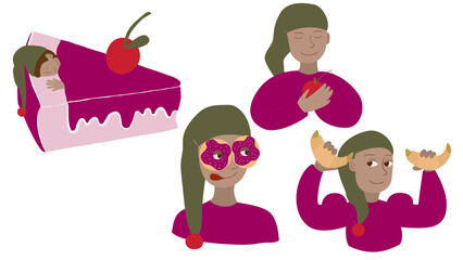 Characters for pastry shop websites, logo, menu, leaflet. Simple and nice characters with donuts, and other pastry desserts. 