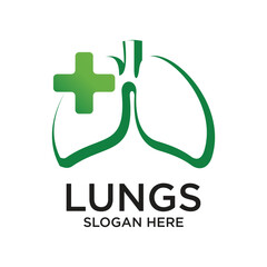Lungs logo design simple concept Premium Vector