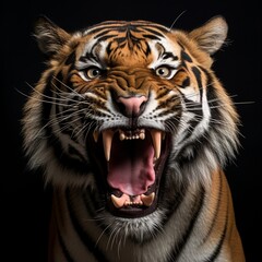 Fototapeta premium Royal bengal tiger real mouth images Generative AI
