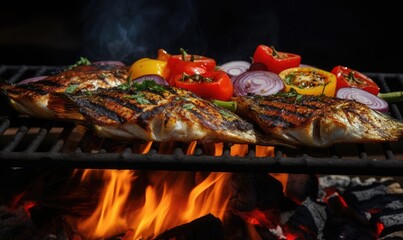 A Mouthwatering View of Sizzling Food on a Grill
