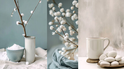 Photo collage, winter color palette, Frosty mint