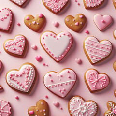 many pink gingerbread heart shaped