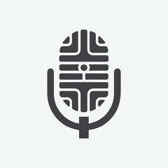 Podcast logo design template vectors