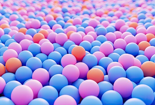 A background with an abstract representation of childhood featuring plastic balls in a ball pool.
