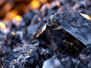 Obraz premium Pure raw silicon ore, stone valley in the background. Exhaustible natural resources