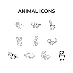 Collection of Hand drawn Animal icon, simple doodle icon